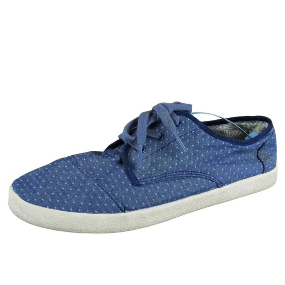 TOMS Women's Polka Dot Sneaker Blue Fabric Sz 10‎ Medium Gently Used 2025